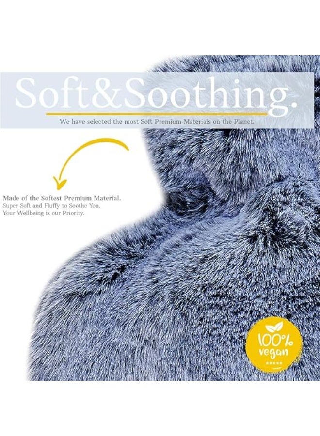 قربة ماء ساخن فاخرة مع غطاء فرو ناعم - حقيبة حرارية بسعة كبيرة لتخفيف الآلام، راحة العضلات، والاسترخاء الدافئ - Image 4